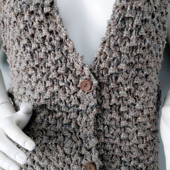Unique Rare Woolrich Plaid Woven Macrame Open Weave Handknit Wool Vest XL - Picture 2 of 6